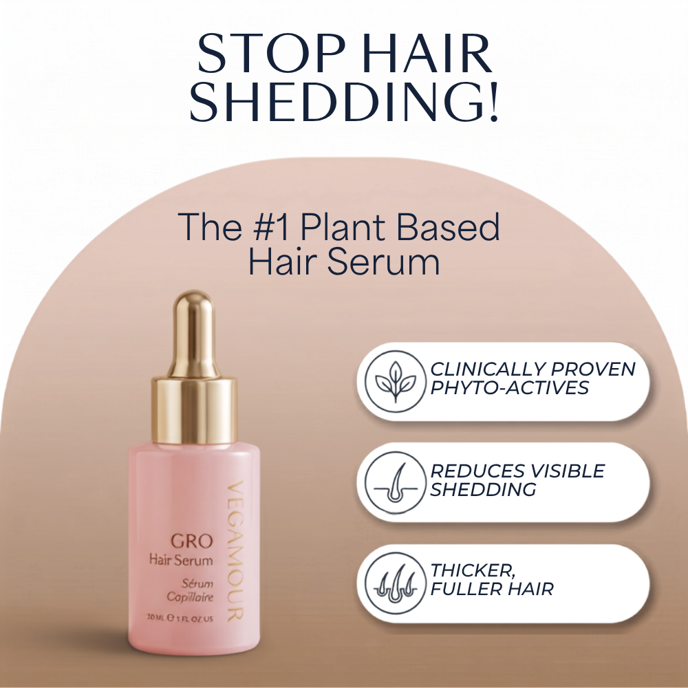 Vegamour Stop Hair Shedding plant based serum ad