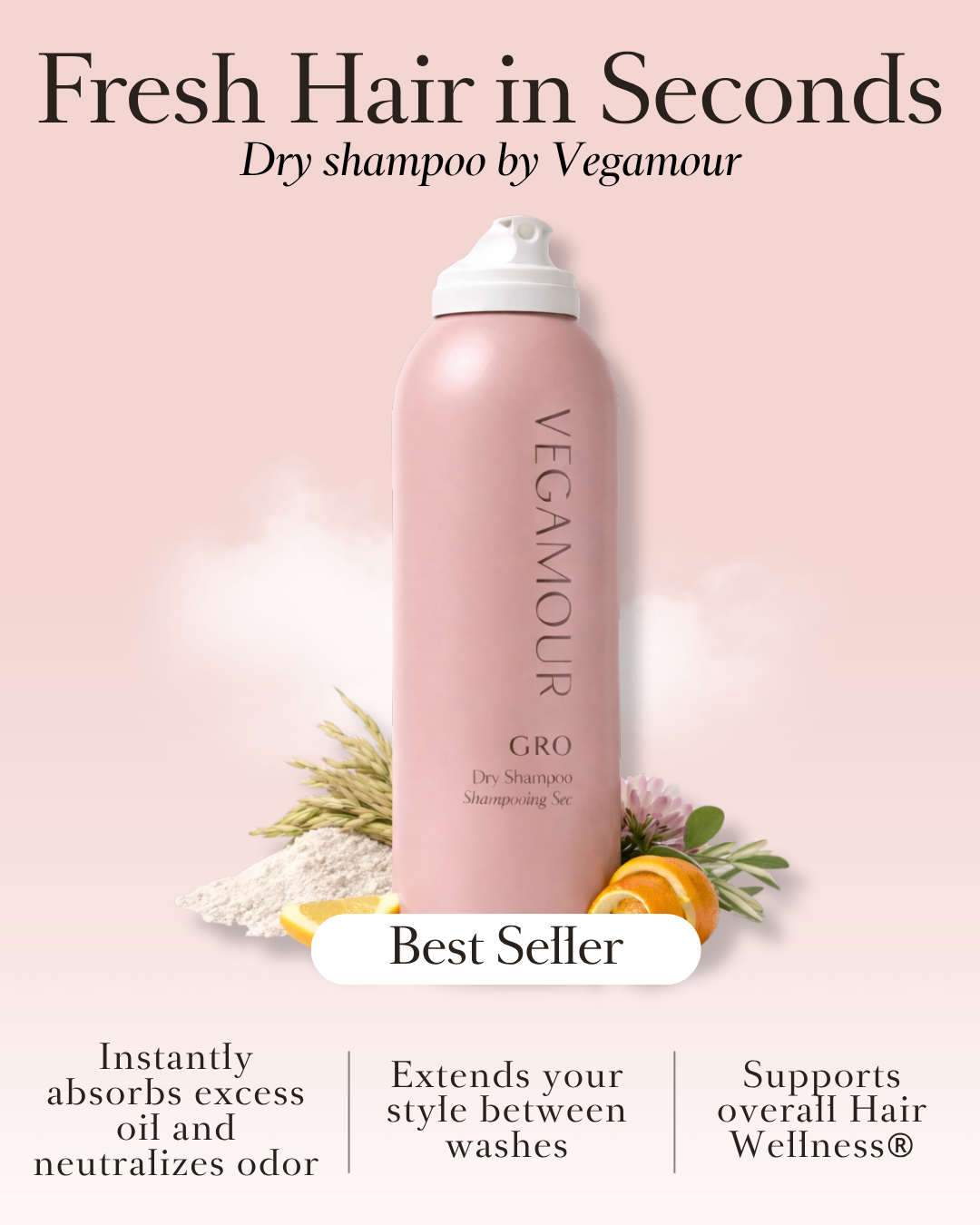Vegamour Fresh Hair in Seconds dry shampoo ad